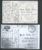 Malaya - Singapore 1917 Stampless picture postcard to England headed "On Active Service" and headed
