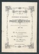 United States - Missouri 1879 Printed New Year greetings card of the Post Office at Springfield, Mi