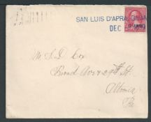 U.S. Possessions - Guam 1899 Cover bearing Guam 2c cancelled by purple two-line "SAN LUIS D'APRA, G