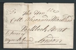 United States 1767 Entire letter (file fold) from Richard Maitland, an officer in the 43rd Regiment