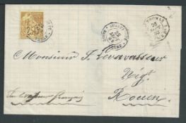 Danish West Indies / Guadeloupe 1883 Entire from Base Terre to Rouen franked French Colonies 25c, wi
