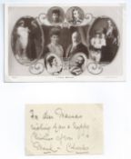 Royalty, SIGNED GIFT TAG QUEEN MAUDE & KING HAAKON VII PRINCE CHARLES DENMARK