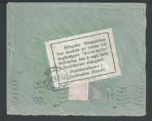 Crash & Wreck Mail 1929 Cover from Germany to Finland with the stamp washed off, the reverse with Sw