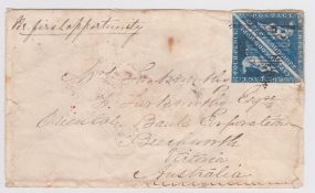 CAPE OF GOOD HOPE 1860 Cover (part flap missing, faults to right edge) to Beechworth, Victoria, bea