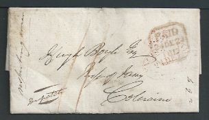 G.B. - Ireland 1817 Entire letter from the Excise Office, Dublin, paid 11d to Coleraine with the un