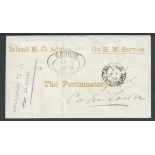 Cape of Goo Hope 1874 Stampless cover with printed heading "Inland M.O. Advice" and "On H. M. Servic