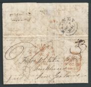 New Zealand / G.B. Ship Letter 1841 Entire cross-written letter from Bampton (6 Oct) to Auckland, N