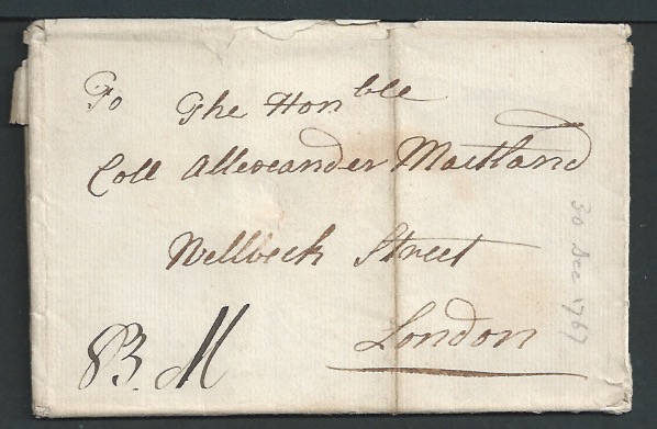 United State 1767 Entire letter (slight faults) privately carried "To The Honble Coll. Alexander Ma