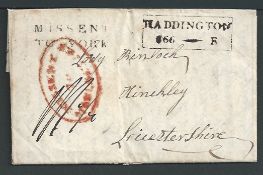 G.B. - Yorkshire / Lancashire 1820 Entire letter from Haddington to Hinckley in Leicestershire, twi