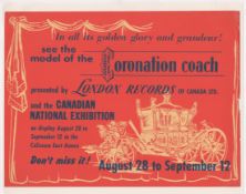 Royalty Poster advertising Exhibition model of 1953 Coronation Coach Canada Coliseum