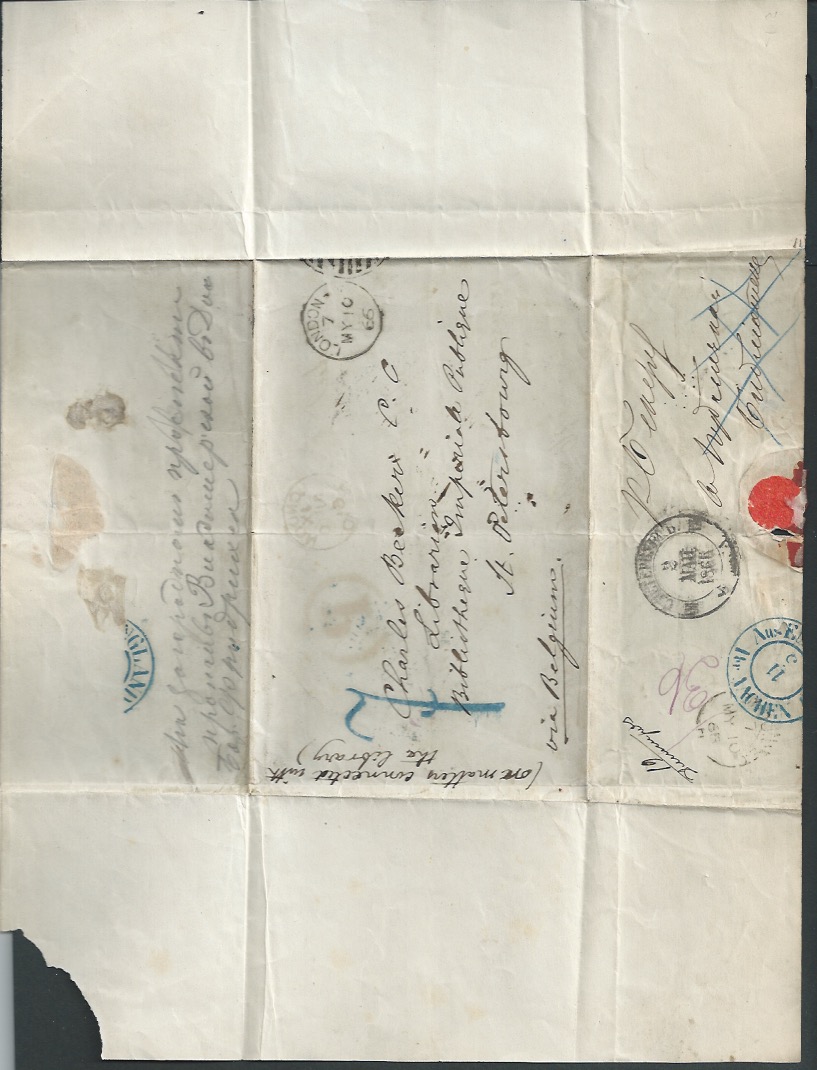 Accountancy Marks 1861-66 Letter posted from St. Petersburg to London in 1861, turned and posted bac - Image 4 of 4