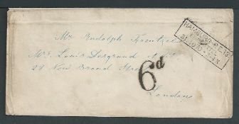 German States - Hamburg / G.B. - Postage Dues 1870 Stampless cover to London sent unpaid with boxed