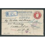 G.B. - K G V Postal Stationery / Ireland 1922 (25 Feb) 5d Vermilion registration envelope size F us