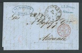Norway / Forwarding Agents 1860 Entire Letter from Bergen to Spain, privately carried to Germany wit
