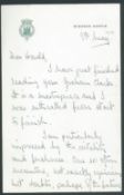 Royalty, LETTER PRINCE PHILIP DUKE OF EDINBURGH - SIR HAROLD HARTLEY WINDSOR CASTLE 1955