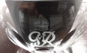 Royalty Peanut / Bombay Mix Glass Bowl G VI R King George VI with Crown etching