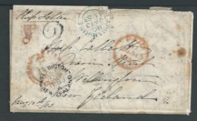 New Zealand 1853 Entire cross-written letter (minor faults) from London to Wellington showing Claph