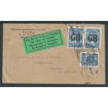Air Mail - Scadta / G.B. 1927 Cover from Manchester to Bucaramanga, small tear at top but with the s