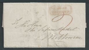 Victoria 1851 Entire Letter from Glenelg Inn to Melbourne, prepaid "2', with a good example of the
