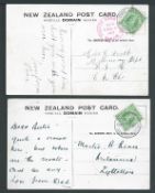 New Zealand 1911 and 1912 "Domain" Picture Postcards franked by King Edward VII 1/2d, the former wi