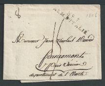 France / Italy 1806 Entire from Milan to Verviers, with two-line "No.VARM. D'ITALIE" handstamp.