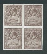 Gold Coast 1928 King George V Castle issue 3d imperforate Plate Proof in dull brown on gummed unwat