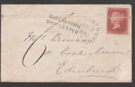 G.B. - IRELAND SHIP LETTERS - QUEENSTOWN Cover (horizontal fold, which crosses the stamp) to Edinb