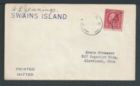 United States Pacific / Samoa 1931 Cover from Alexander Jennings, proprietor of Swains Island which