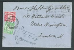 Tristan Da Cunha 1934 Two stampless covers to the same addressee in London both carried on the same