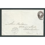 Canada 1860 Queen Victoria 10c brown Nesbitt Postal Stationery Envelope, fractionally reduced on ope