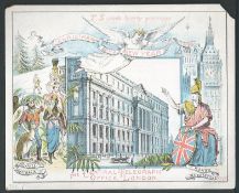 CHRISTMAS CARD THE CENTRAL TELEGRAPH OFFICE LONDON 1889 AUSTRALIA BRITANNIA Fine early Christmas ca