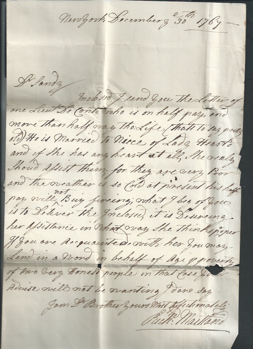 United State 1767 Entire letter (slight faults) privately carried "To The Honble Coll. Alexander Ma - Image 3 of 3