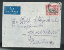 Cyprus 1947 Cover franked King George VI 2pi cancelled part XYLOTYMBOU skeleton to Jerusalem. The s