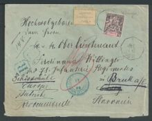 French Somali Coast 1900 (Aug 17) Registered cover from Djibouti to a Lieutenant in the Austro-Hung