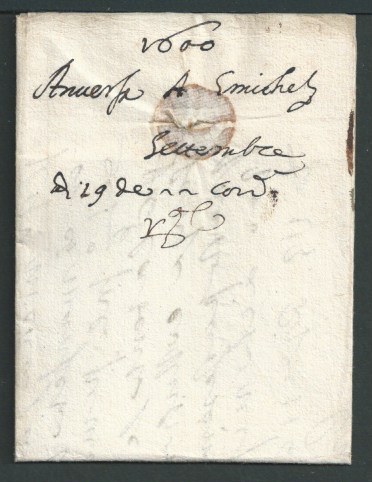 Belgium Antwerp 1600 Entire letter dated September 1600 from merchants Giuseppe Lorenzo Arnolfini an - Image 2 of 4