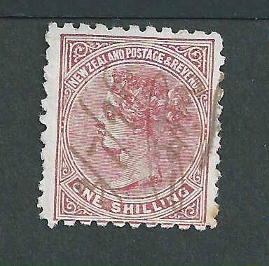 New Zealand 1890-95 1s red-brown perf 11 with black advert on reverse, fine fiscally used (SG 226 £1 - Image 2 of 2