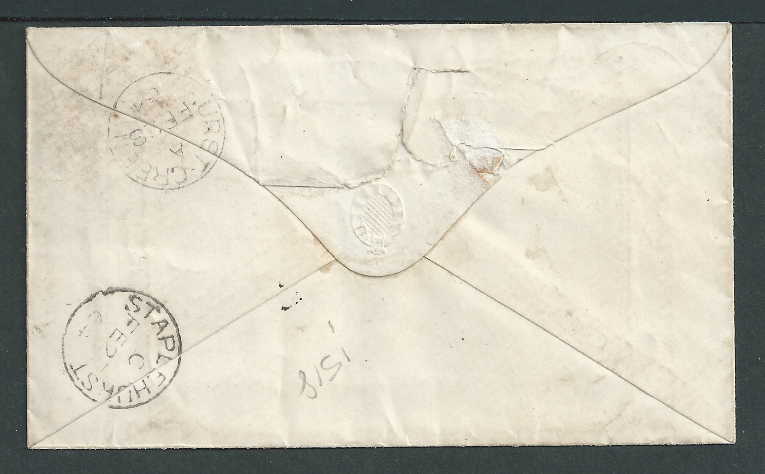 G.B. - Kent 1864 Registered cover from Marden to Sussex franked by a 1d red and 1862 4d each cancel - Image 2 of 2