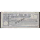 G.B. Queen Victoria SPECIMEN POSTAL ORDER 1881 17 shillings & 6 pence postal order