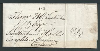 G.B. - London General Post 1830 Entire letter from Paris with "S.S. handstamp (Jay 1057b) applied in