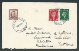 Pitcairn Island 1939 (Apr. 28) Cover with enclosed letter from S.S. "Arawa" posted at Pitcairn Isla