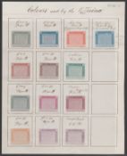 ITALY / G.B. - TELEGRAPH STAMPS 1874 De La Rue appendix page headed ‘Colours used by the Officina’