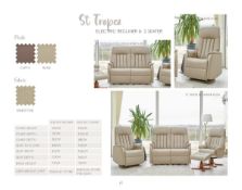 Brand new boxed st tropez electric reclining sofas in sandstone fabric