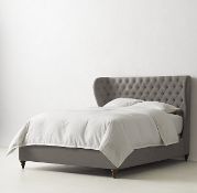Brand new boxed 4'6 (double) Alden bedstead in lightbrown/tan fabric