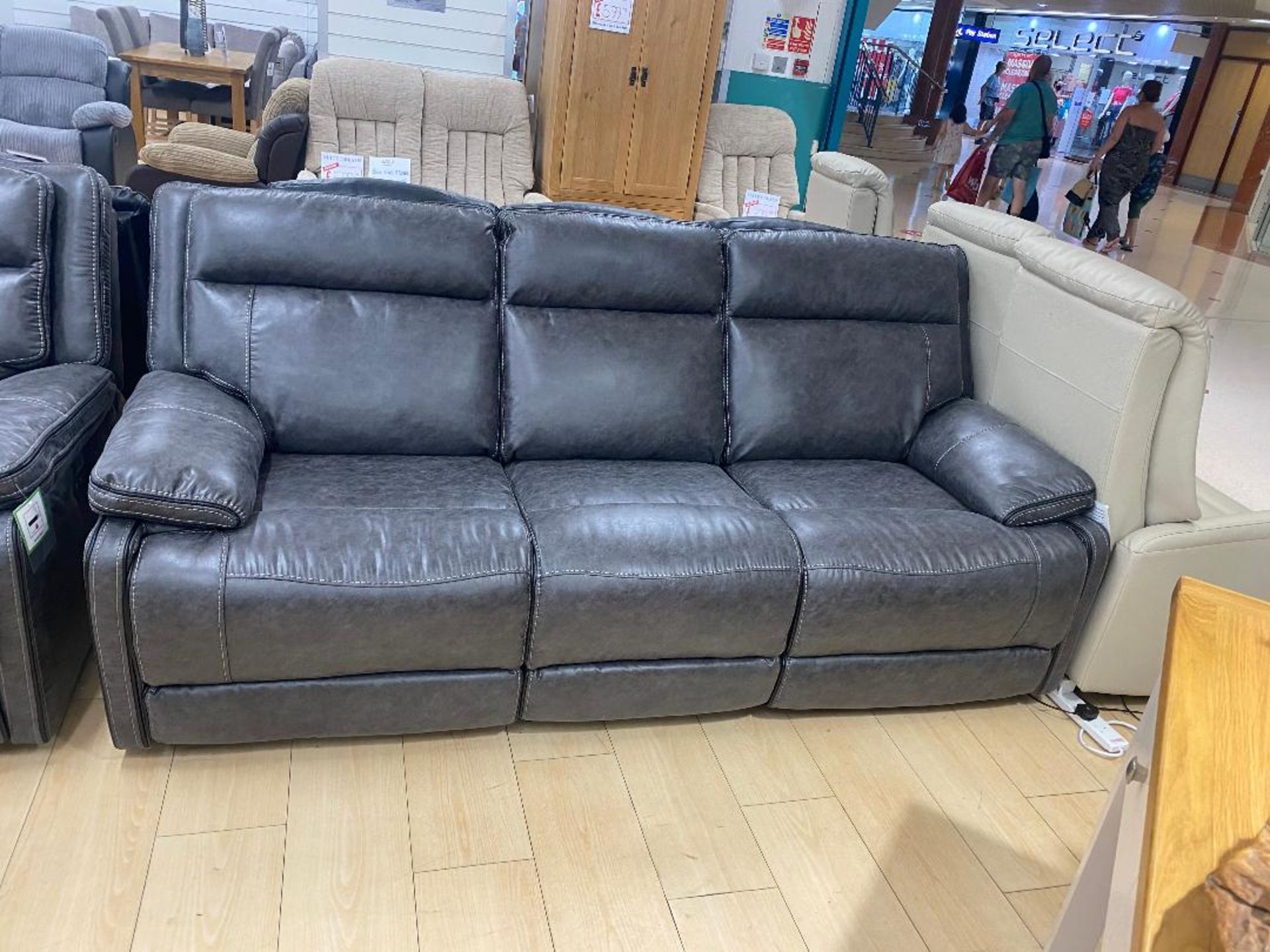 Brand new boxed 3 seater cheltenham electric reclining sofa in dark grey leather