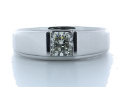 18ct White Gold Single Stone Fancy Rub Over Set Diamond Ring 1.01 Carats