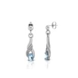 9ct White Gold Diamond And Blue Topaz Earrings