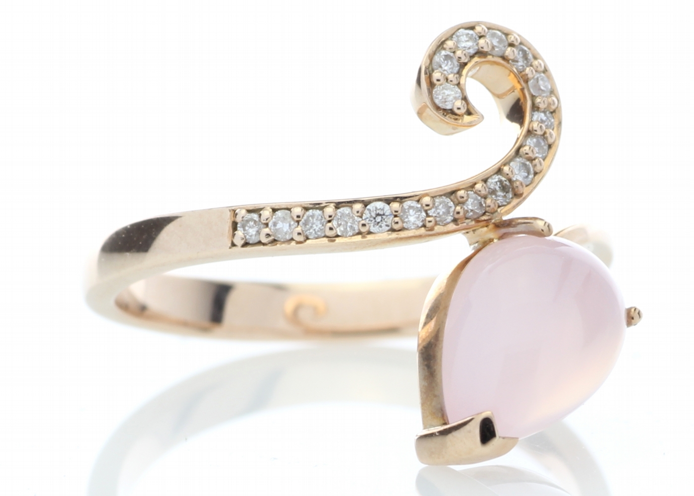 9ct Rose Gold Ladies Dress Diamond And Rose Quartz Ring - Image 4 of 4