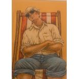 Graham McKean original signed large Framed pastel "Day Tripper"