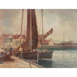 Thomas Hope Mckay fl. 1900-1930signed watercolour Boats at Harbour