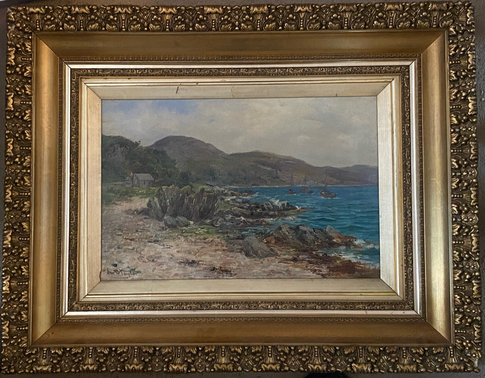 John D Taylor 1876-1890 Scottish signed oil “Glenelg Shoreline” - Image 2 of 3